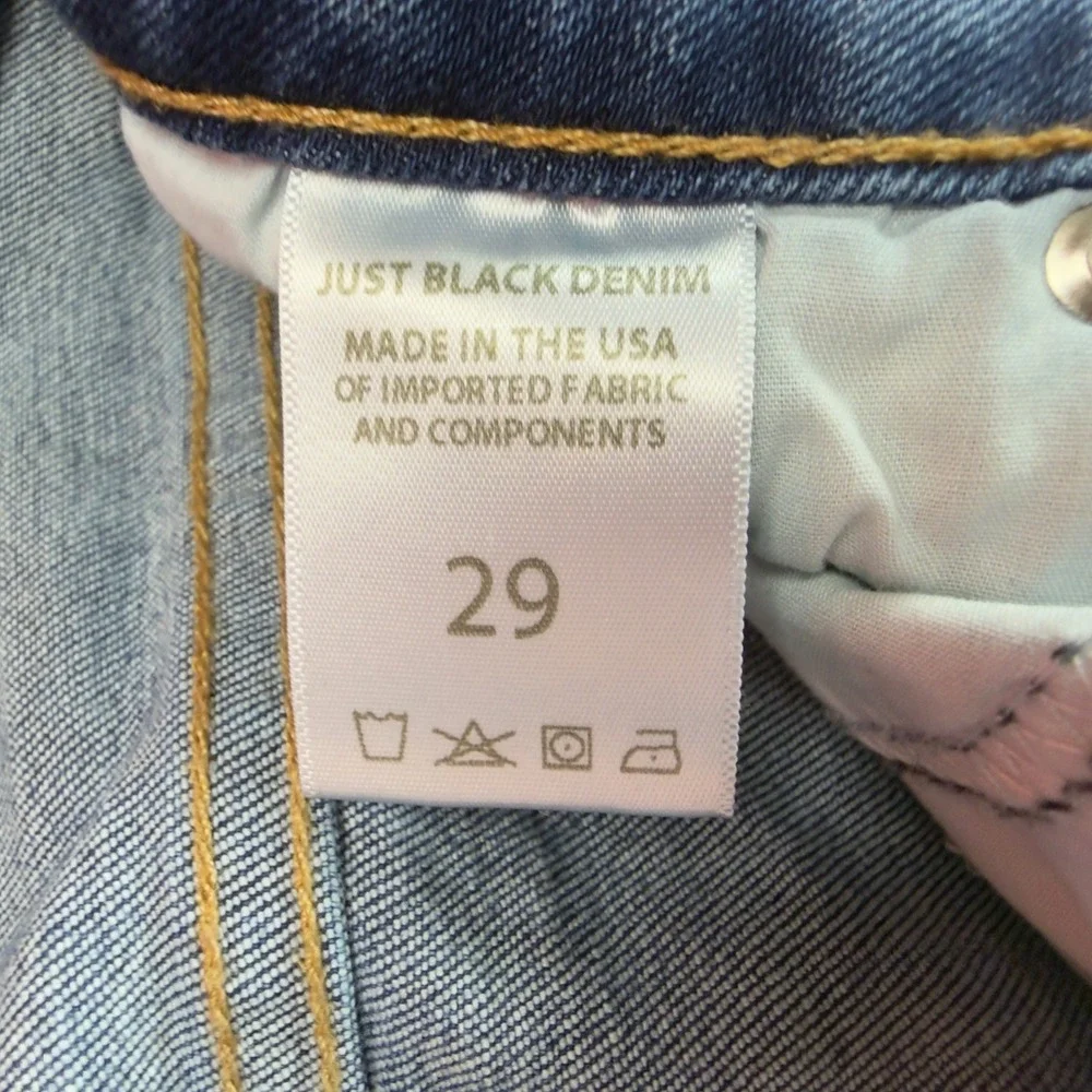 Just Black Denim Womens Skinny Jeans Medium Wash Frayed Tulip Hem Size 29 USA